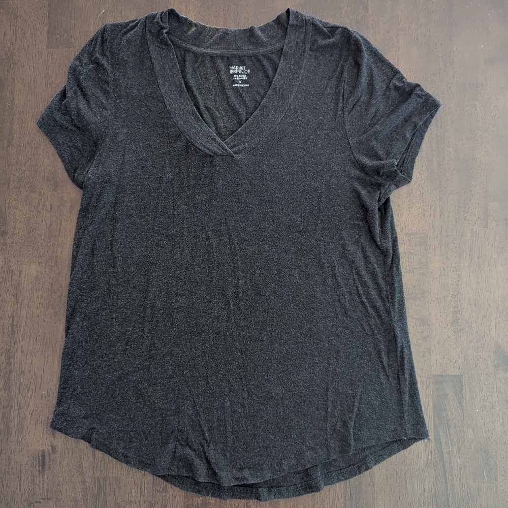 Market & Spruce Dark Gray Relaxed Short Sleeve T-Shirt